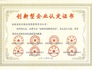 创新型企业认定证书